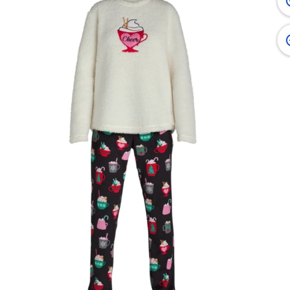 Holiday Time White and Black Festive Pajama Set